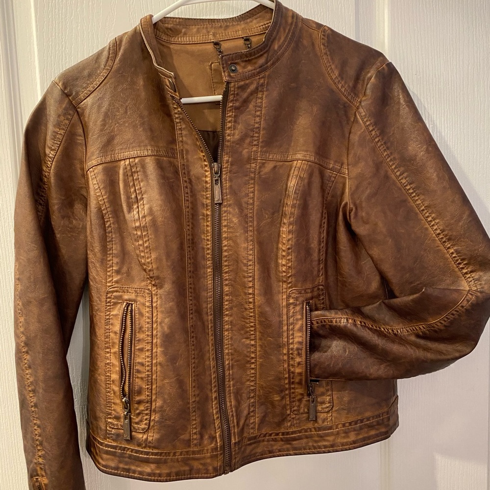 Distressed Faux Leather Jacket